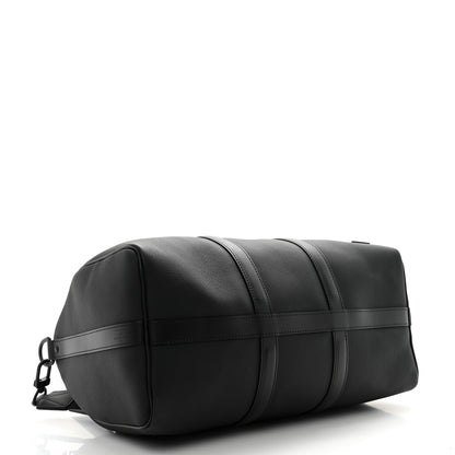 Louis Vuitton Grained Calfskin Aerogram Keepall Bandouliere 40 Black 3 of 11