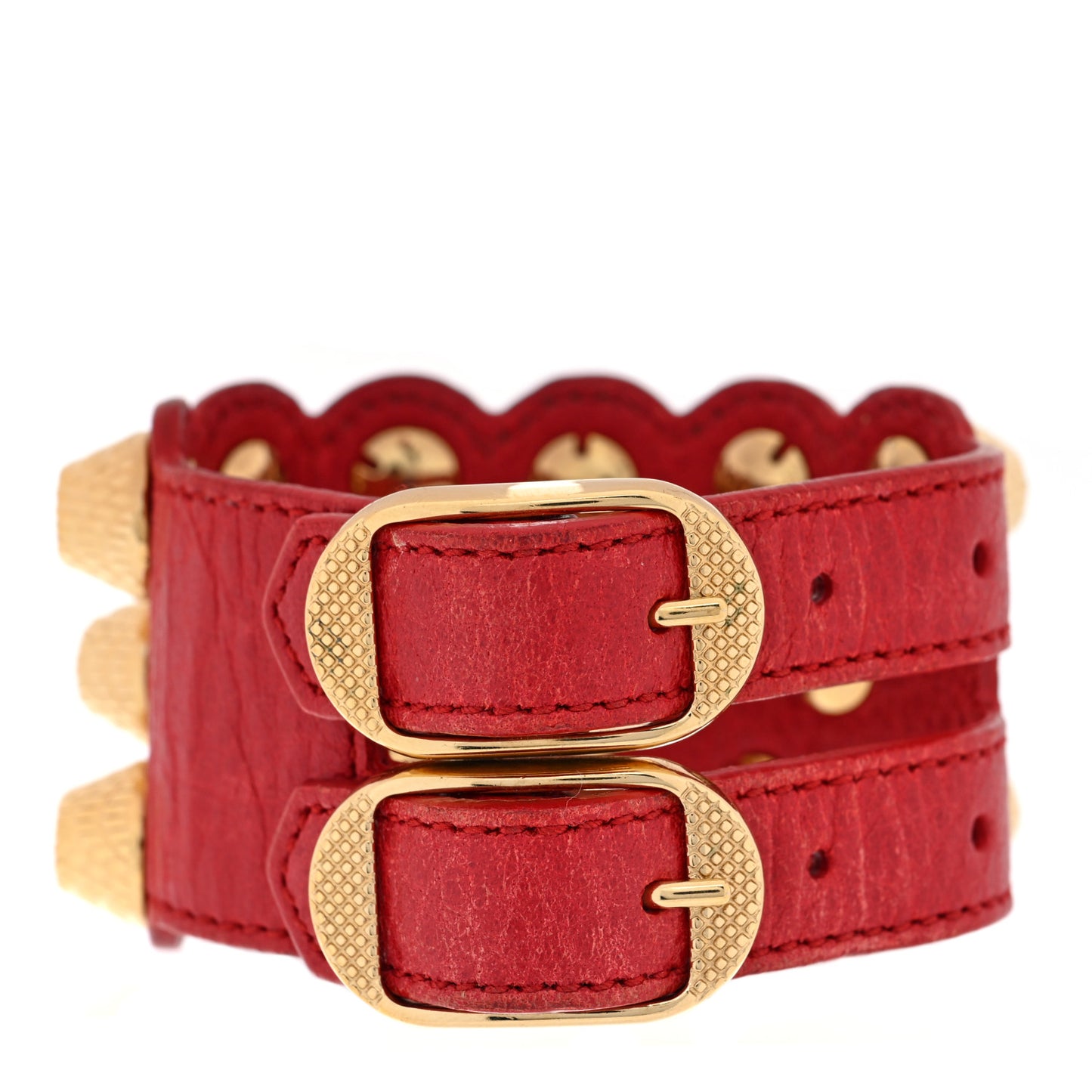Agneau Arena Three Row Giant Gold Bracelet Rouge Cardinal