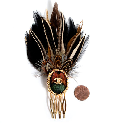 Chanel Peacock Feather CC Paris Edinburgh Hair Pin 2 of 4