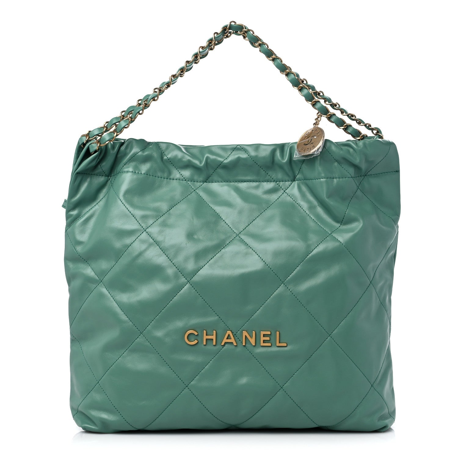 Chanel Shiny Calfskin Quilted Chanel 22 Green 2 of 10