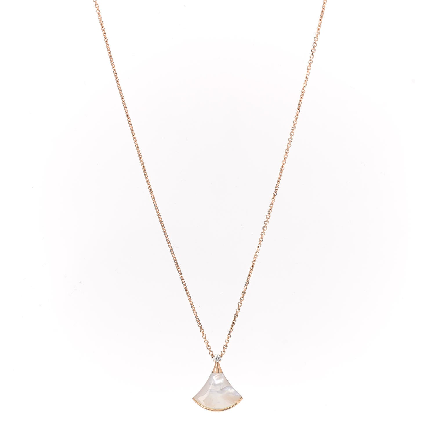 Bulgari 18K Rose Gold Diamond Mother of Pearl Small Divas' Dream Pendant Necklace 1 of 6