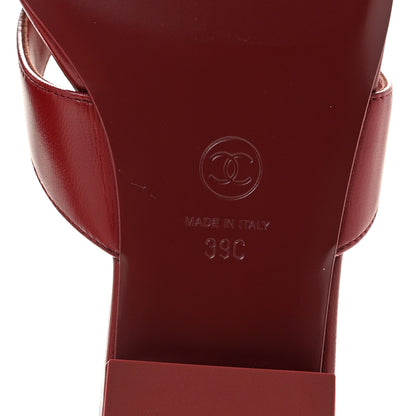 Chanel Lambskin CC Thong Sandals 39 Burgundy 8 of 10