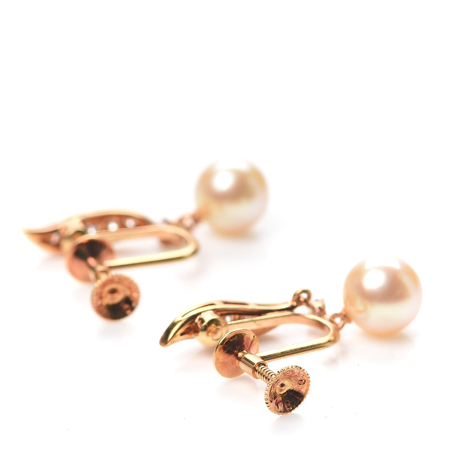 Mikimoto 18K Yellow Gold Diamond South Sea Pearl 8mm Screw-Back Earrings 3 of 4