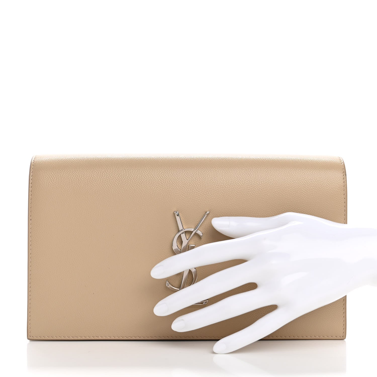 Saint Laurent Grain De Poudre Classic Kate Monogram Clutch Nude Powder 2 of 15