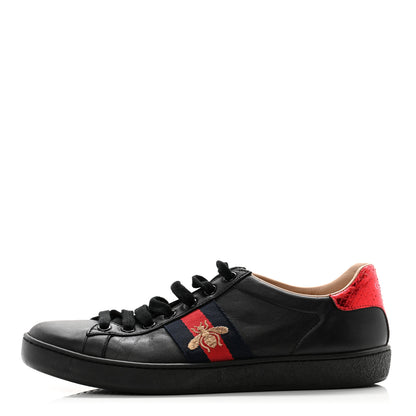 Gucci Calfskin Ayers Web Bee Embroidered Ace Sneakers 37 Black 1 of 11