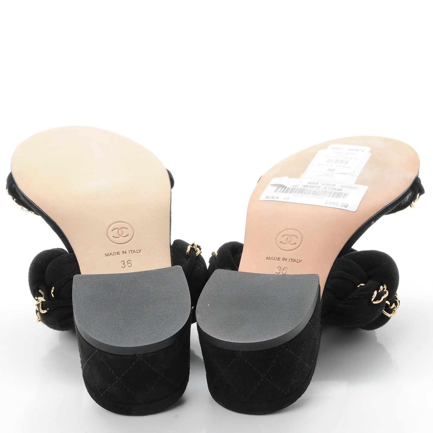 Kid Suede Chain Braided Sandals 36 Black