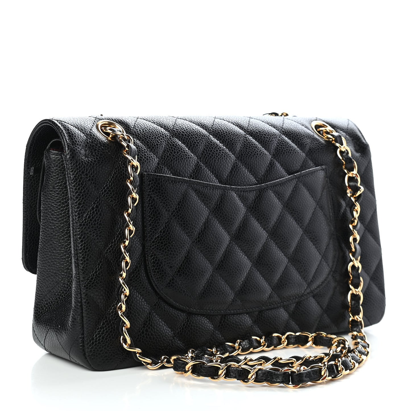 Caviar Quilted Medium Double Flap Black