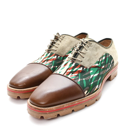 Christian Louboutin Calfskin Canvas Suede Mens Derby Oxfords 44.5 Brown Multicolor 4 of 8