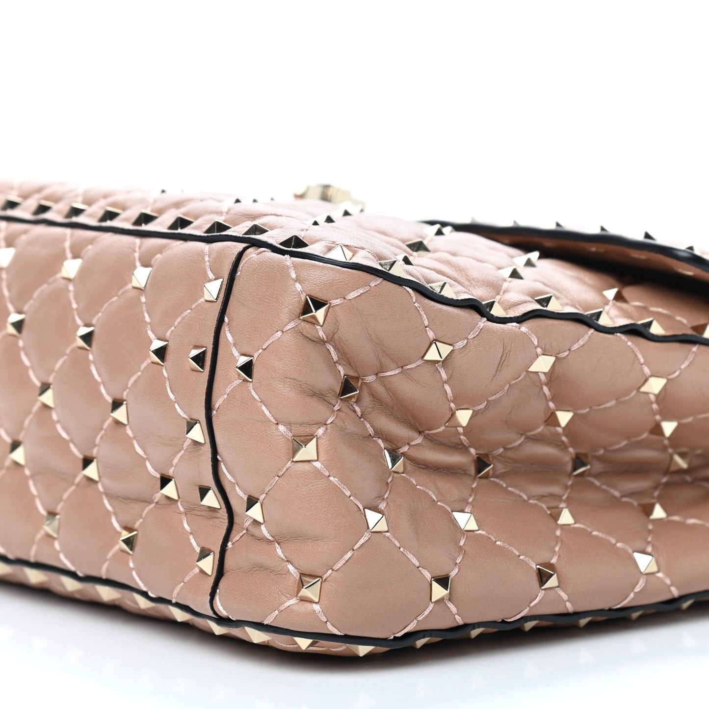 Nappa Large Rockstud Spike Shoulder Bag Soft Noisette