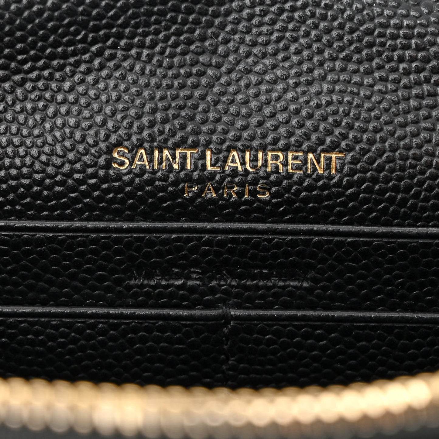 Grain De Poudre Matelasse Chevron Monogram Envelope Chain Wallet Black