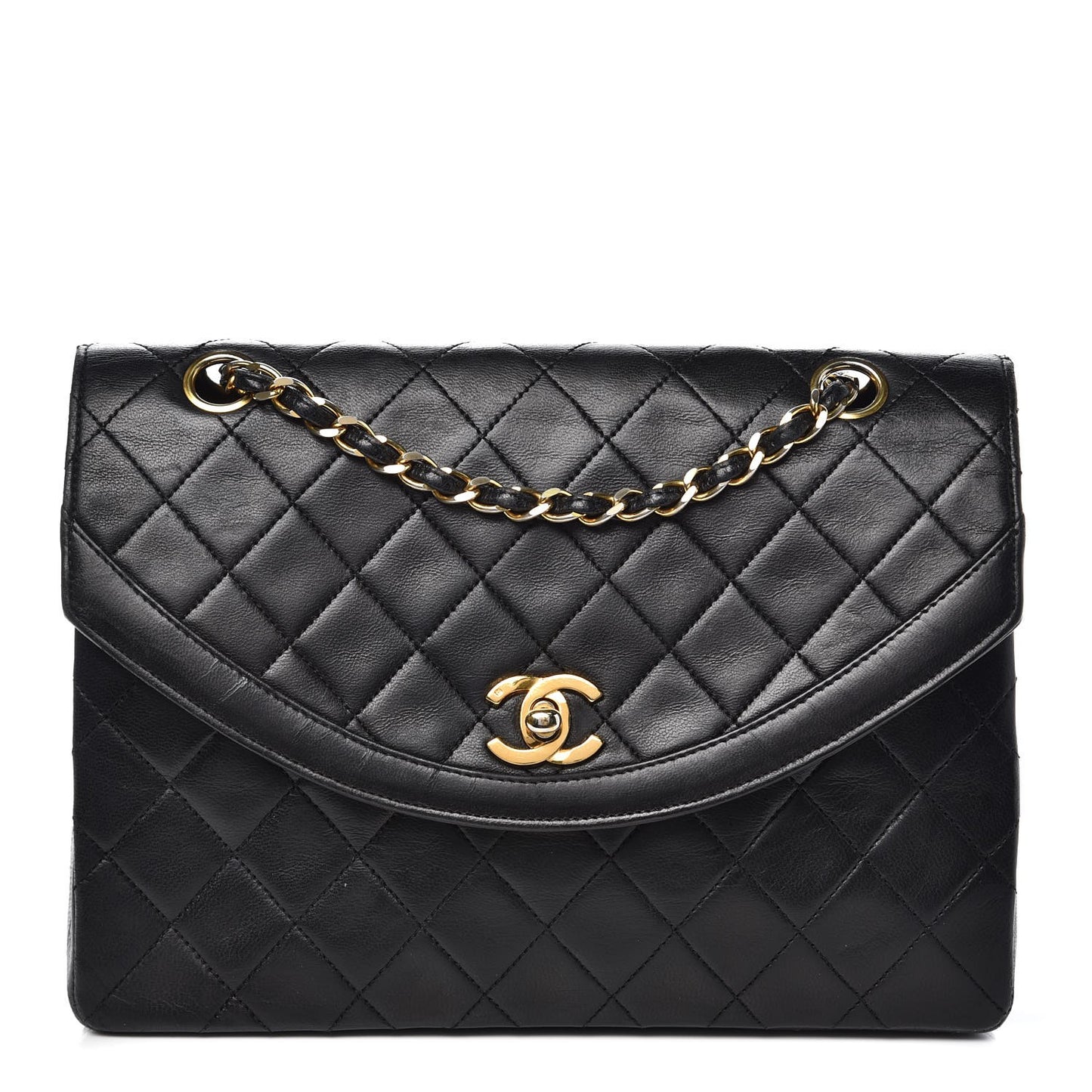 Lambskin Quilted Medium Single Flap Black