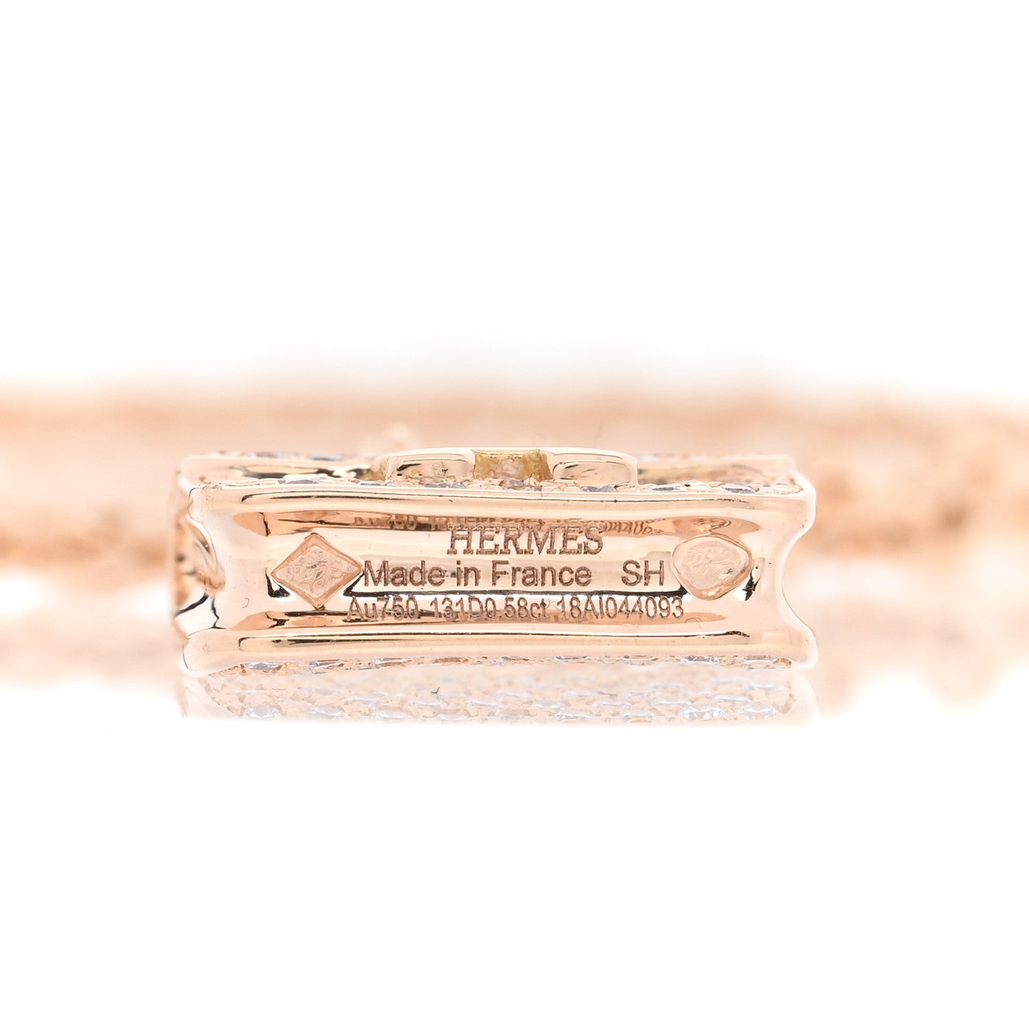 Hermes 18K Rose Gold Diamond Constance Amulette Pave Bracelet SH 3 of 3