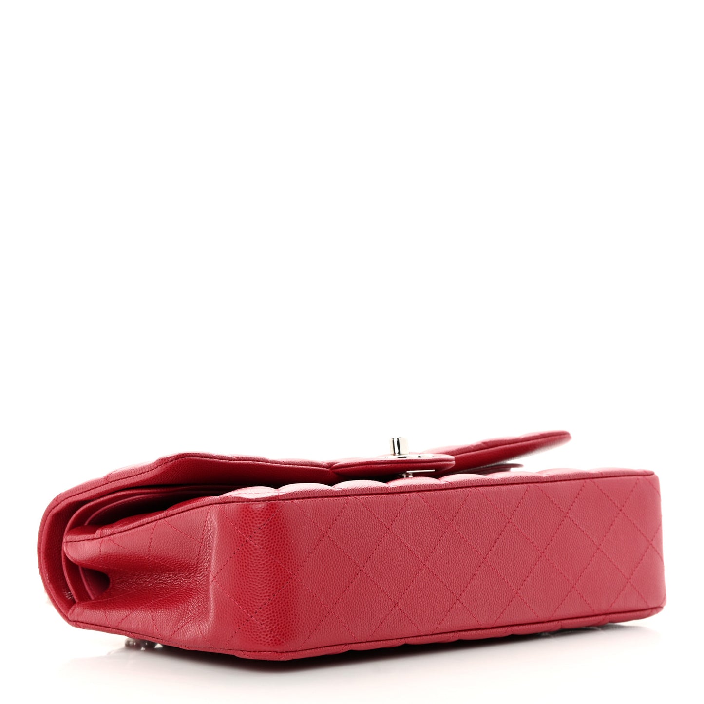 Caviar Quilted Medium Double Flap Dark Red