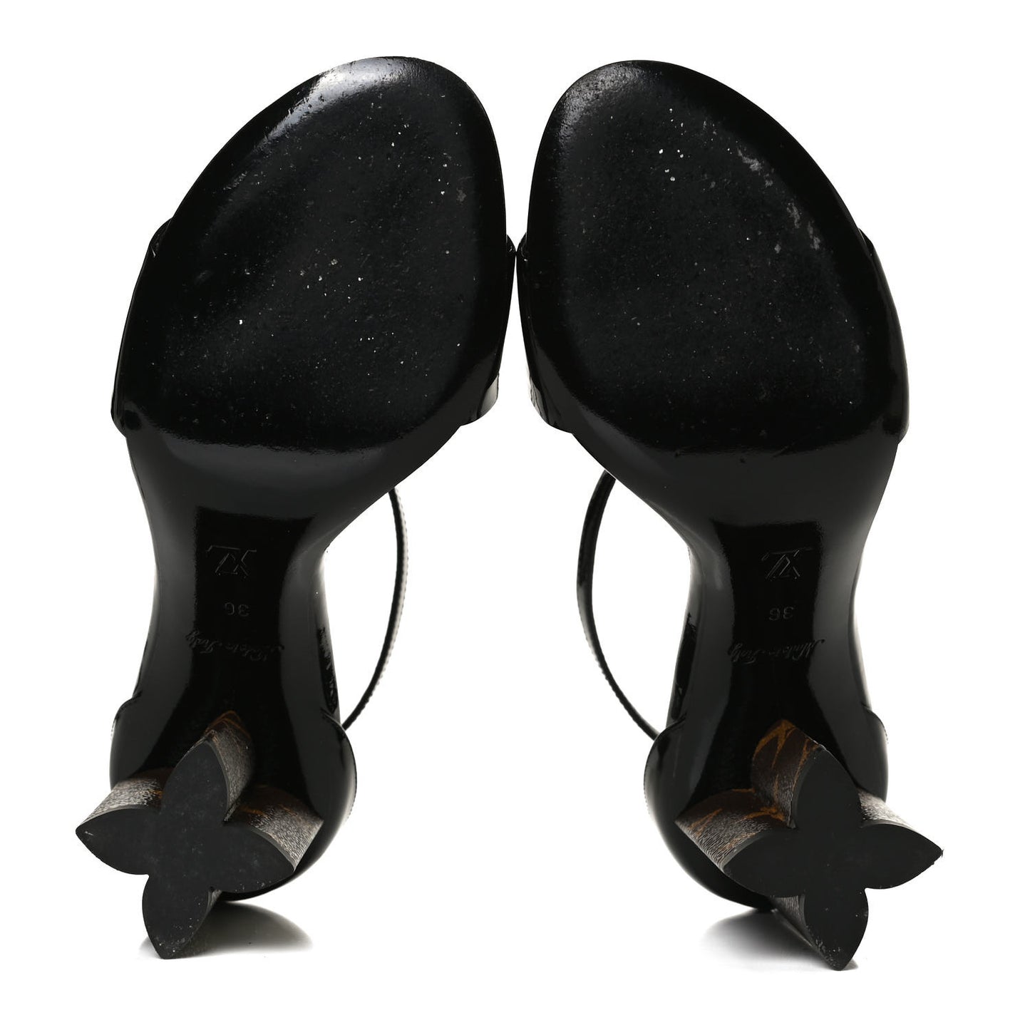 Patent Monogram Silhouette Sandals 36 Black