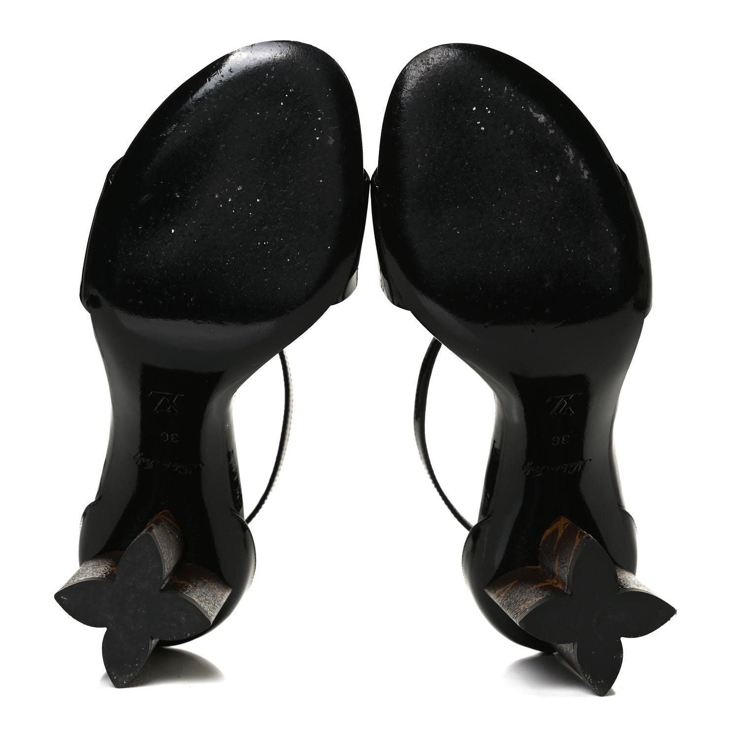 Louis Vuitton Patent Monogram Silhouette Sandals 36 Black 7 of 13