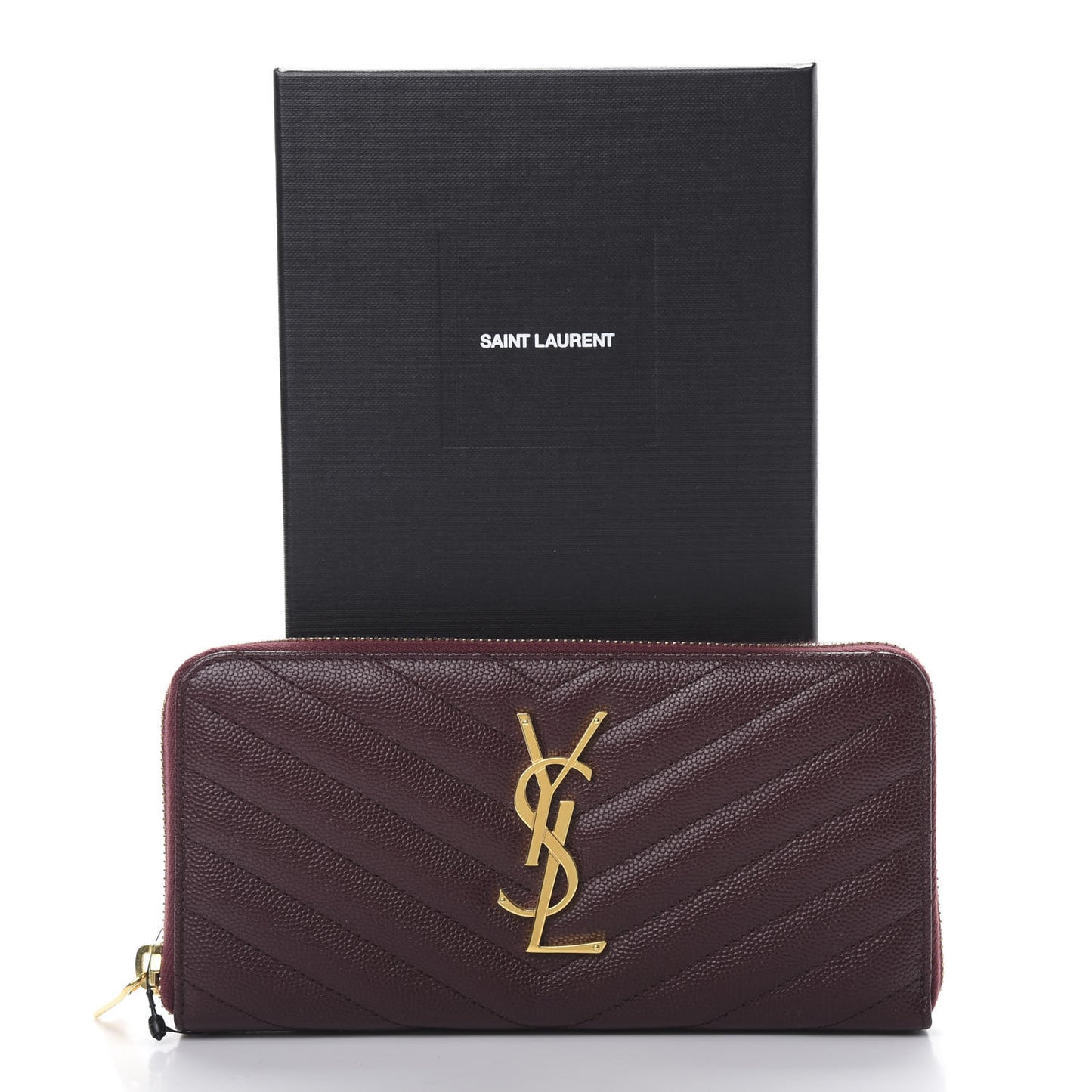 Grain De Poudre Matelasse Chevron Monogram Zip Around Wallet Rouge Legion