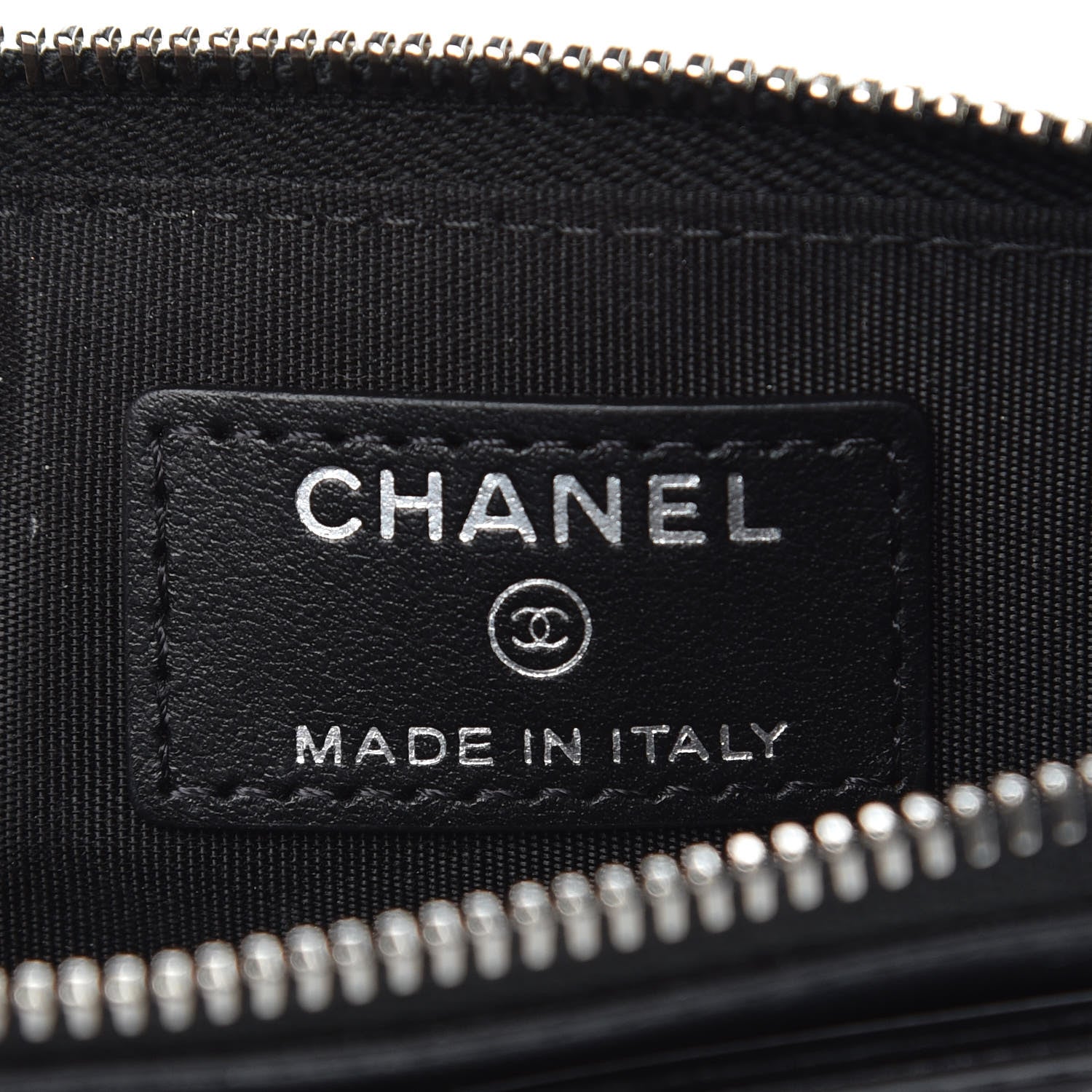 Chanel Lambskin Chevron Quilted Classic Zip Pouch Black 6 of 9