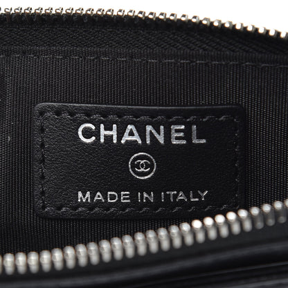 Chanel Lambskin Chevron Quilted Classic Zip Pouch Black 6 of 9