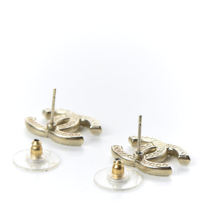 Chanel Crystal CC Earrings Light Gold 3 of 5