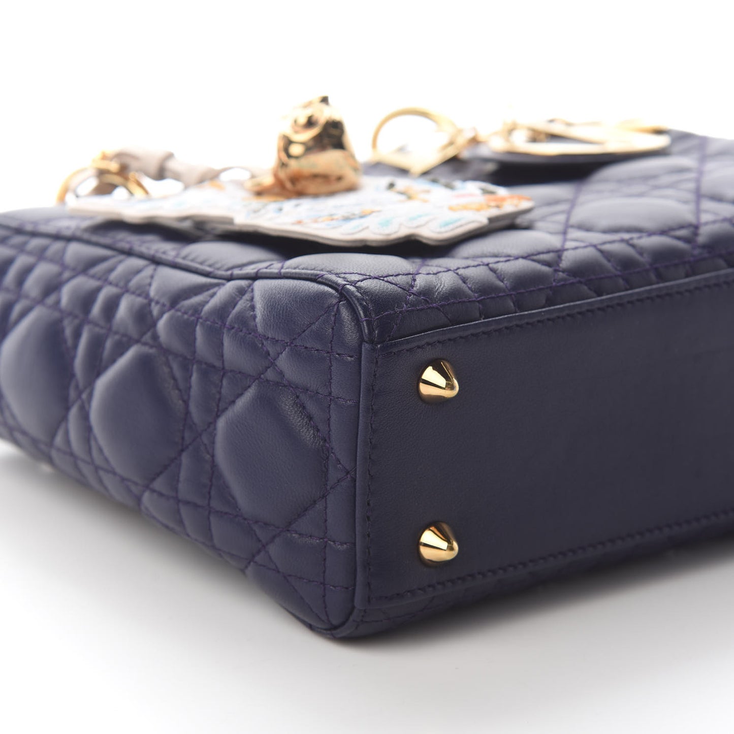 Lambskin Cannage Small Jeweled Owl Lady Dior Blue