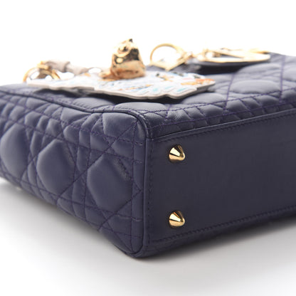 Christian Dior Lambskin Cannage Small Jeweled Owl Lady Dior Blue 6 of 7
