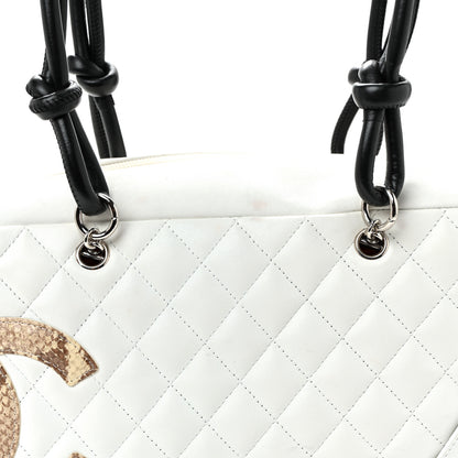 Chanel Calfskin Python Quilted Large Cambon Bowler White 8 of 12
