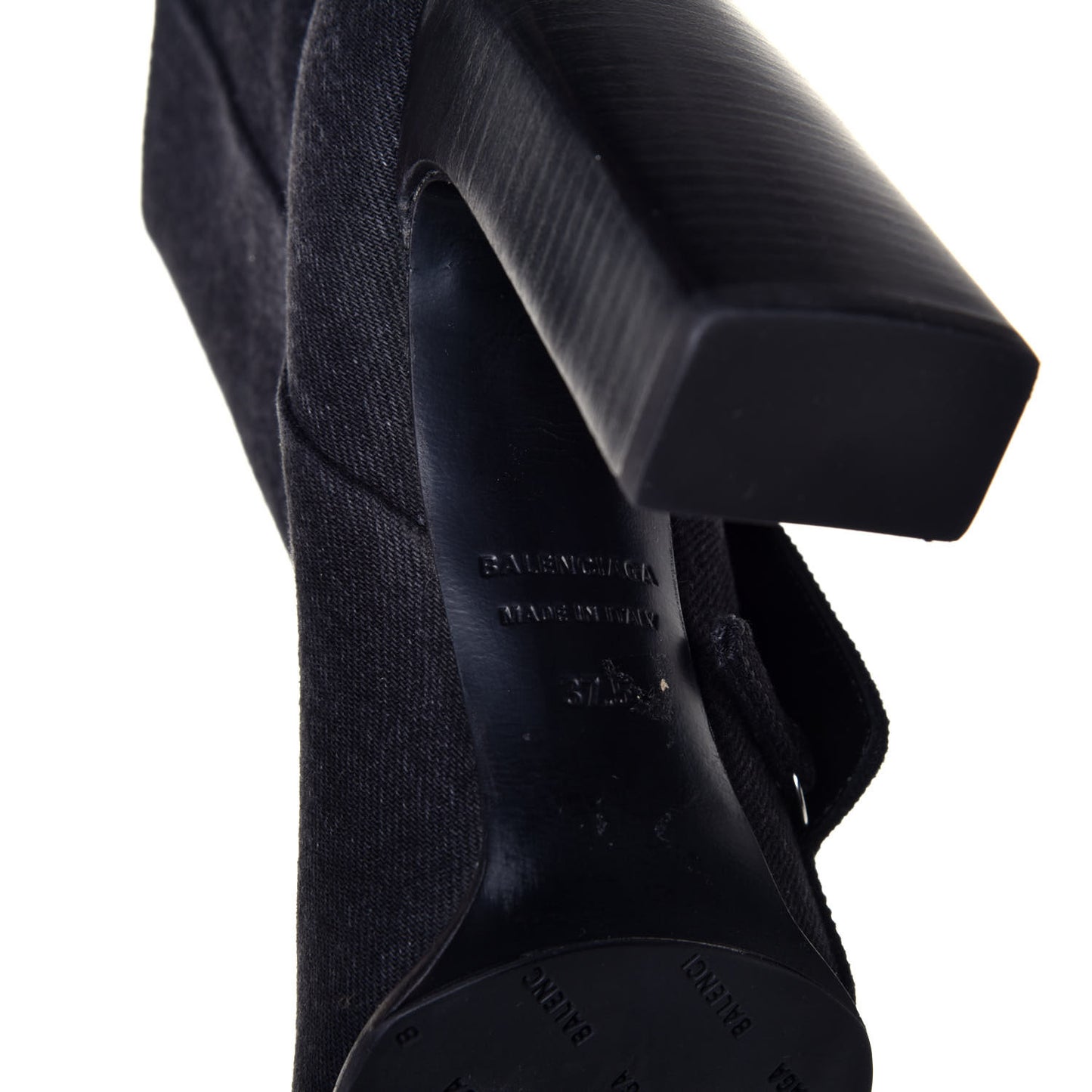 Denim 110mm Round Toe Ankle Boots 37.5 Black