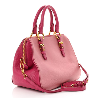 Miu Miu Goatskin Madras Bi-Color Bowling Bag Rosa Peonia 3 of 13