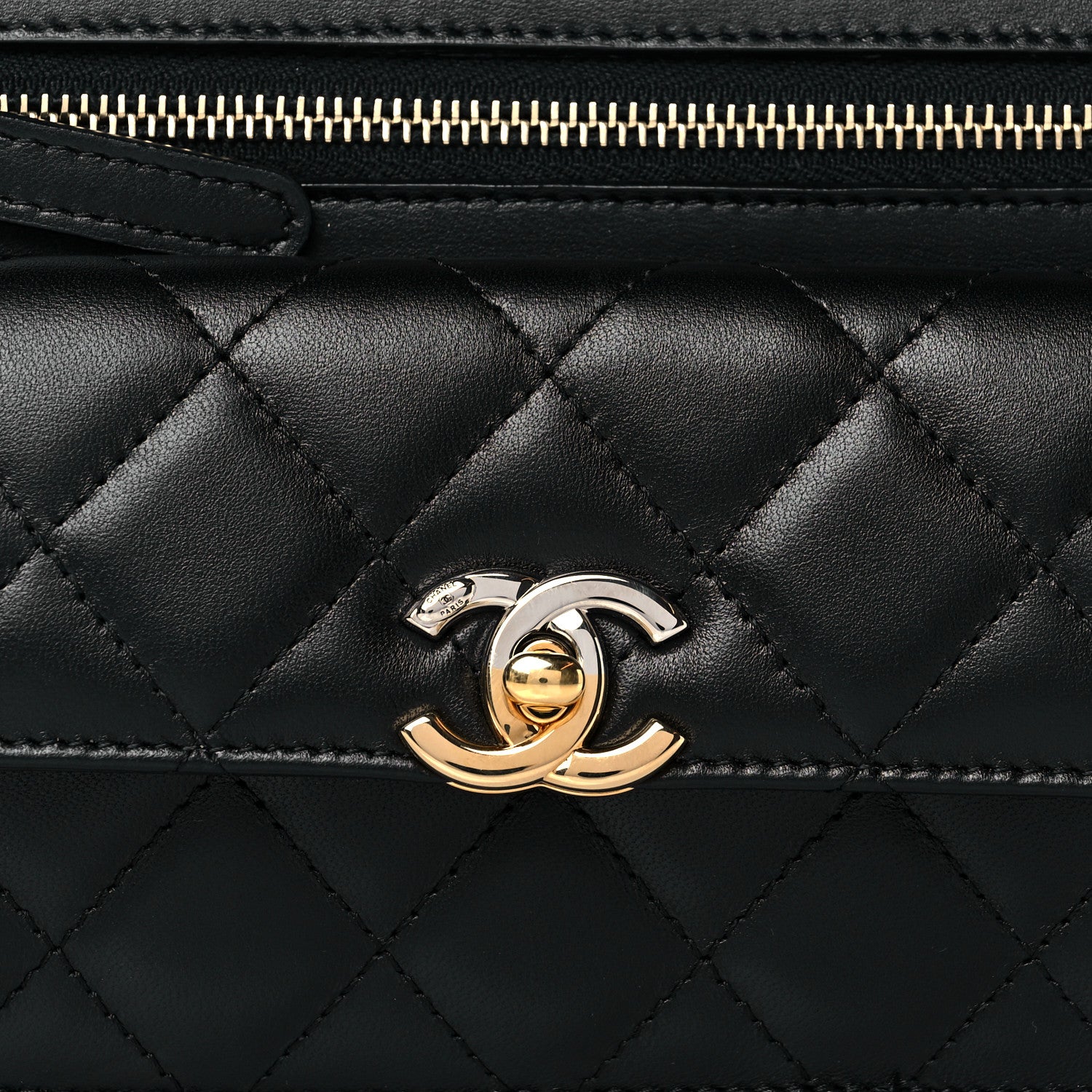 Chanel Lambskin Quilted Front Pocket Clutch With Chain Black 8 of 11