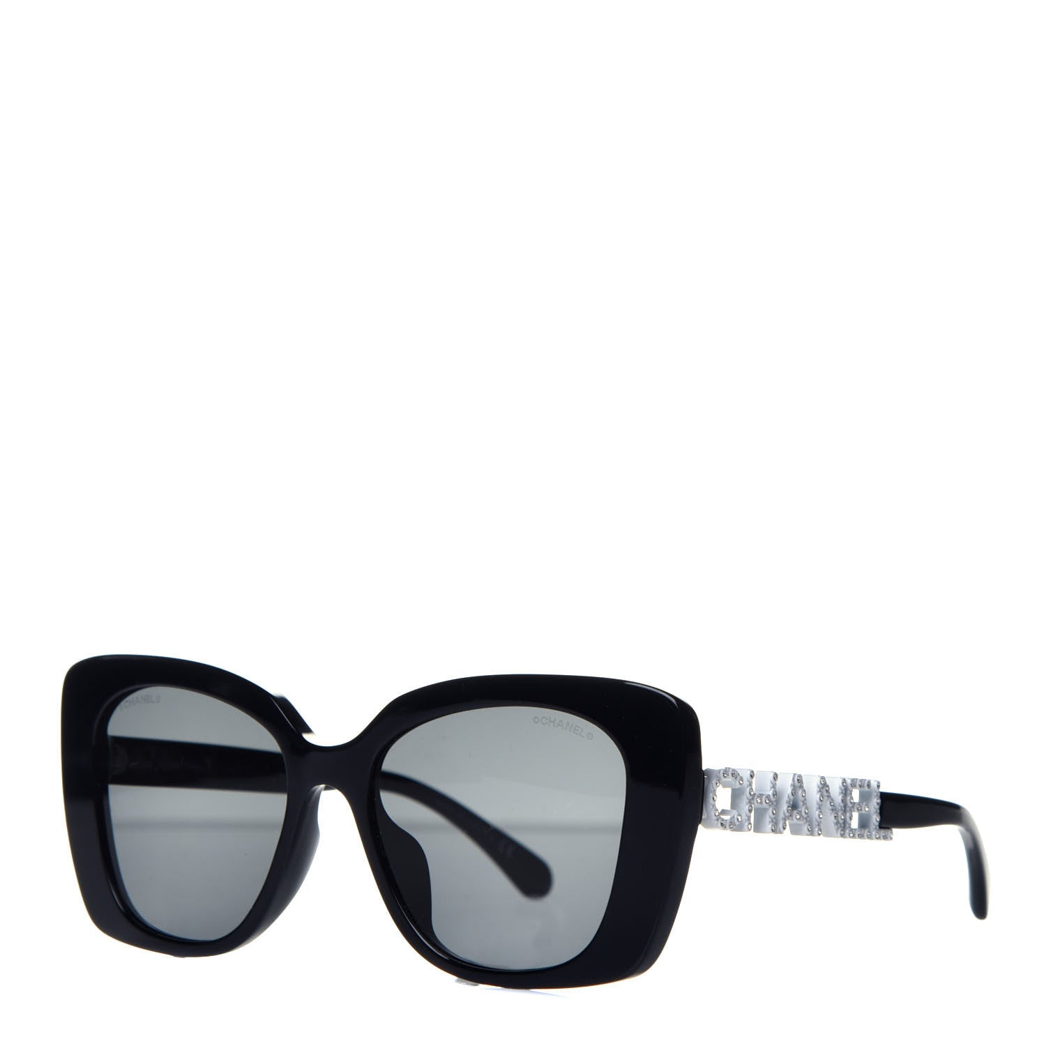 Chanel Acetate Strass Square Sunglasses 5422-B-A Black White 1 of 8