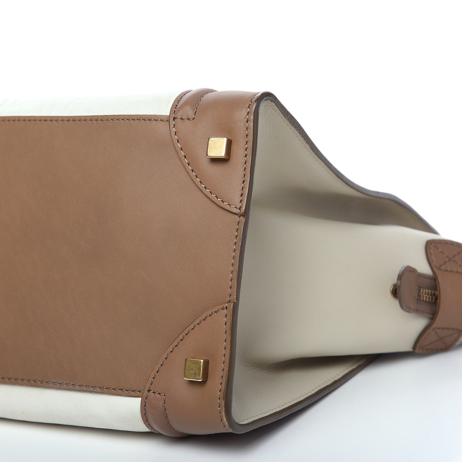Celine Smooth Calfskin Shrunken Lambskin Mini Tri-Color Luggage Chalk 9 of 14