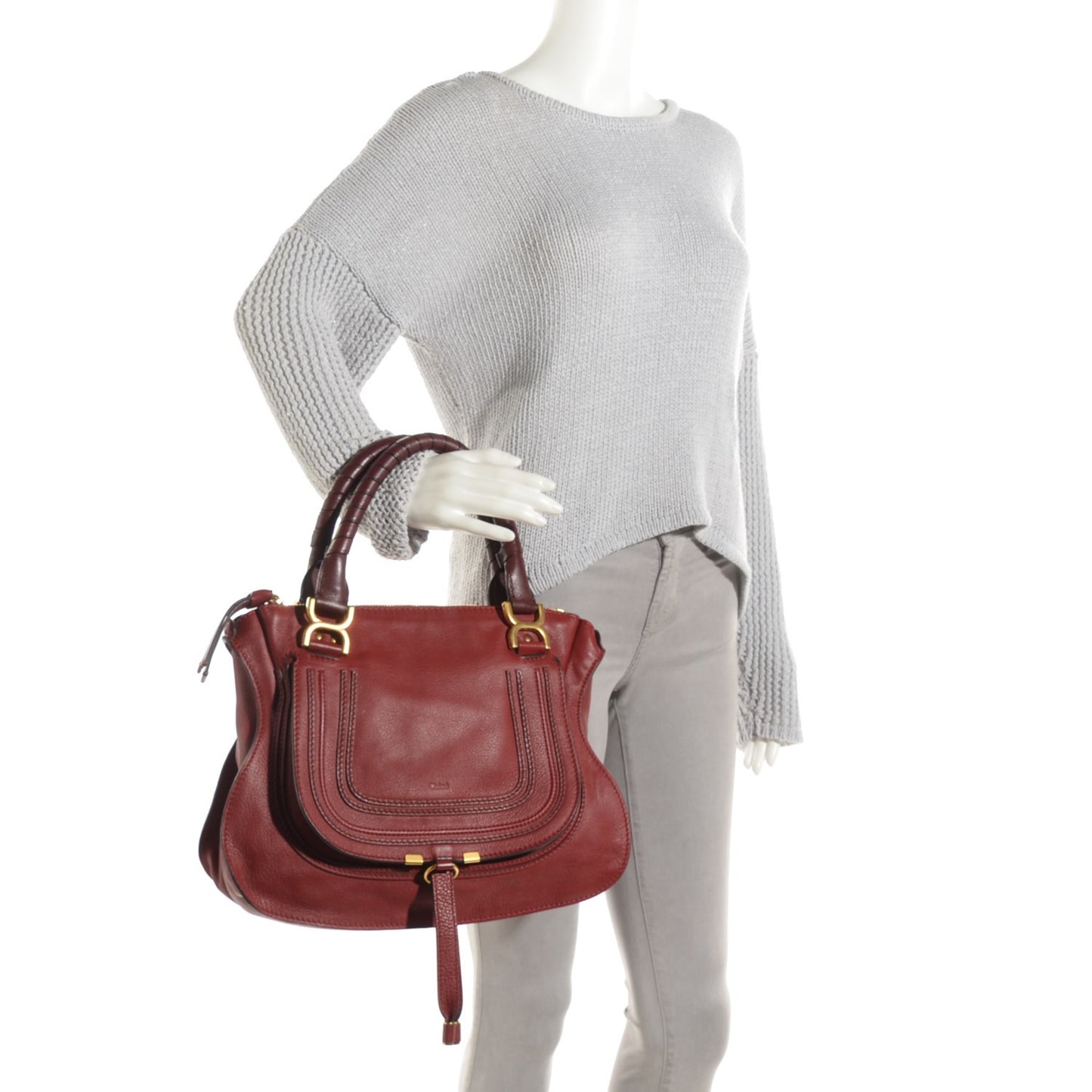 Calfskin Medium Marcie Satchel Garnet