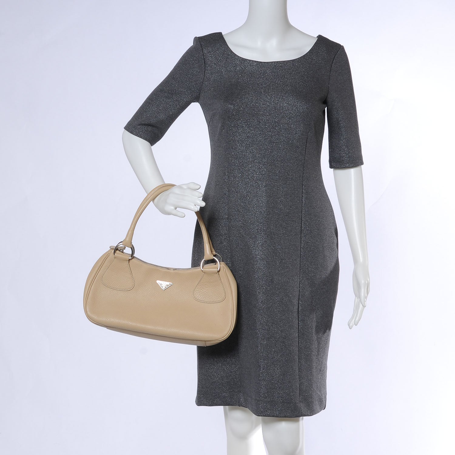 Prada Vitello Daino Box Shoulder Bag Beige 2 of 7