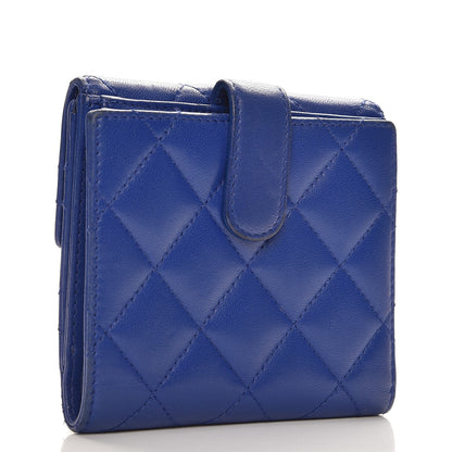Chanel Lambskin Quilted Compact French Flap Wallet Blue 3 of 11