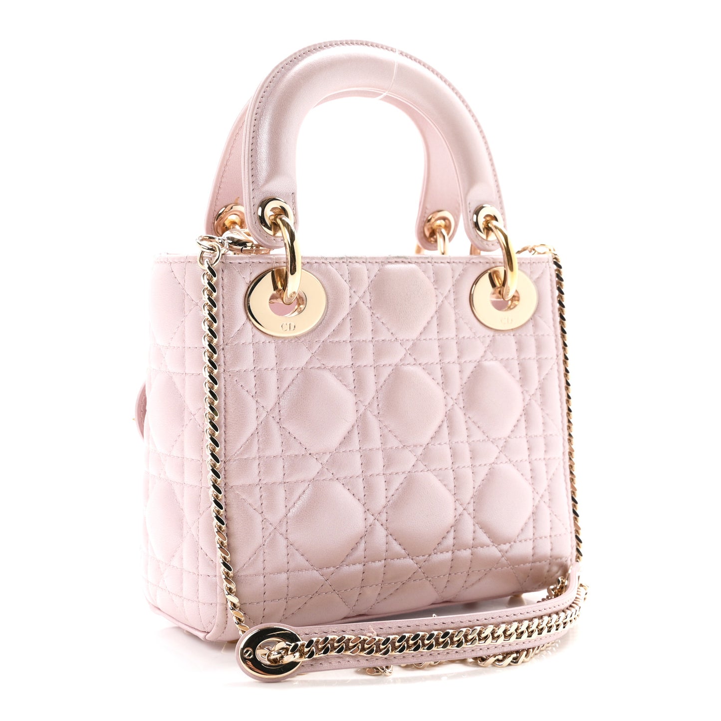 Metallic Lambskin Cannage Mini Lady Dior Lotus