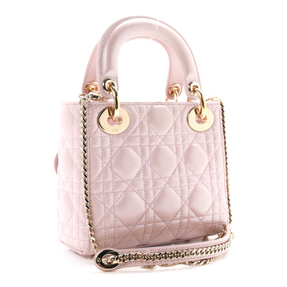 Christian Dior Metallic Lambskin Cannage Mini Lady Dior Lotus 3 of 12