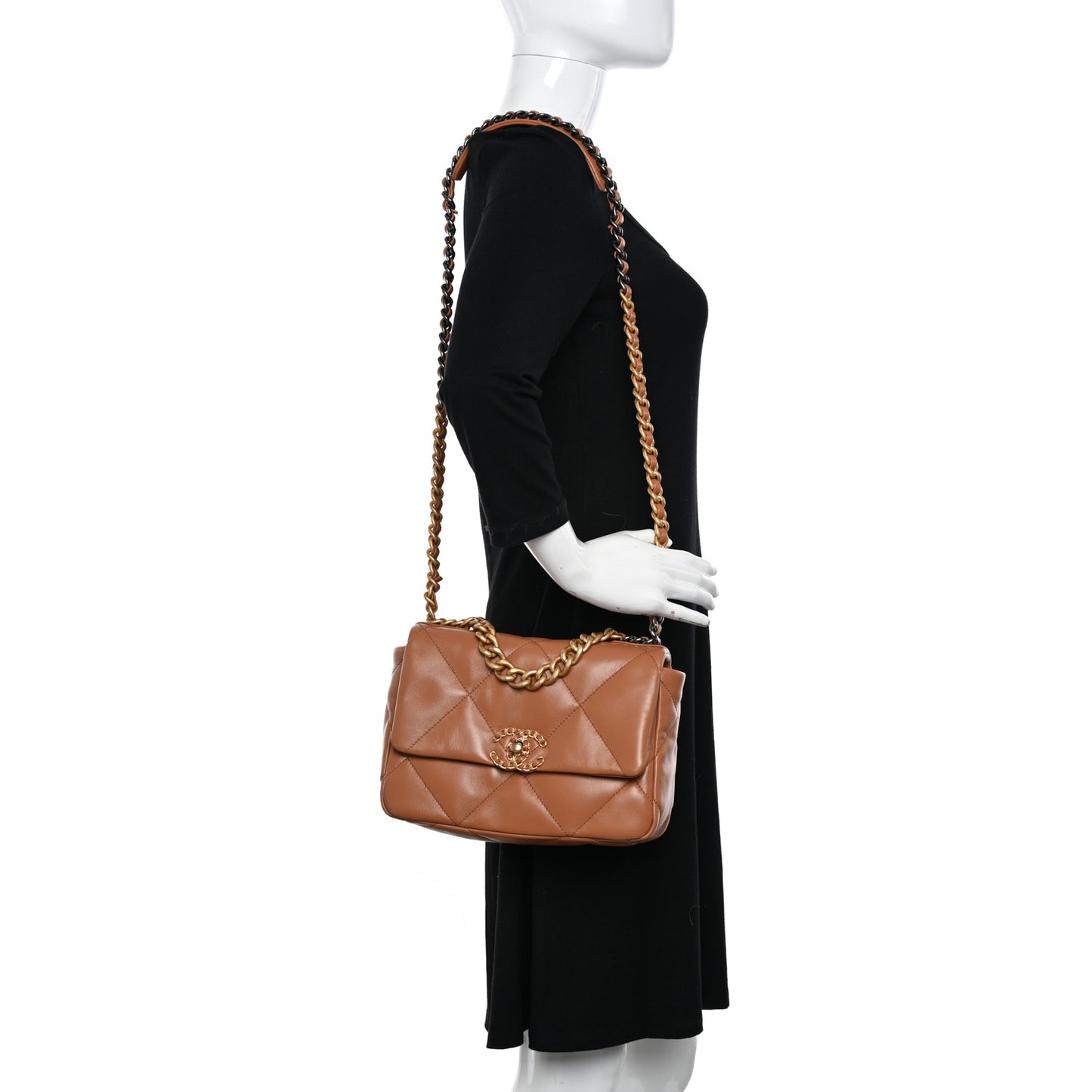 Lambskin Quilted Medium Chanel 19 Flap Brown