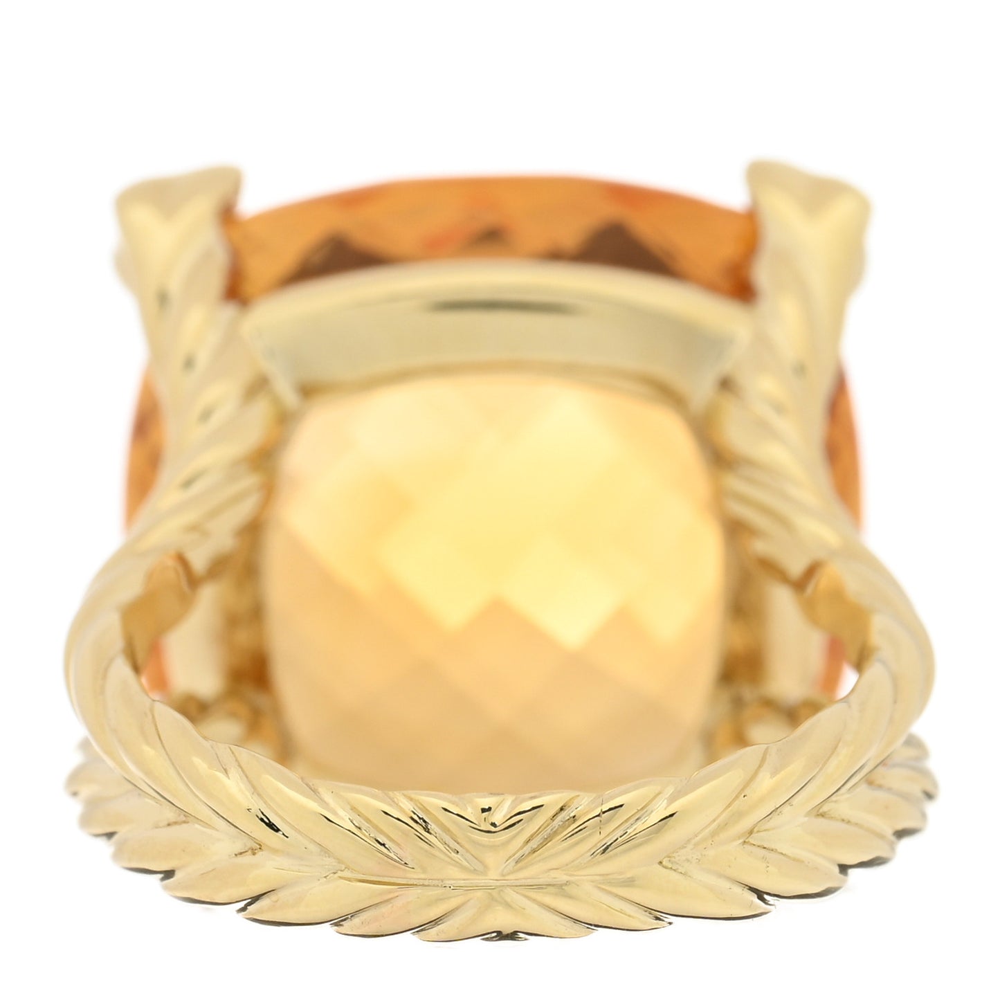 18K Yellow Gold Diamond Citrine 20mm Cushion On Point Ring 60 9