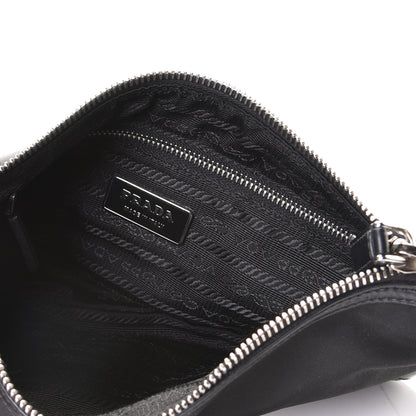 Prada Tessuto Nylon Calfskin Chain Pochette Black 8 of 8