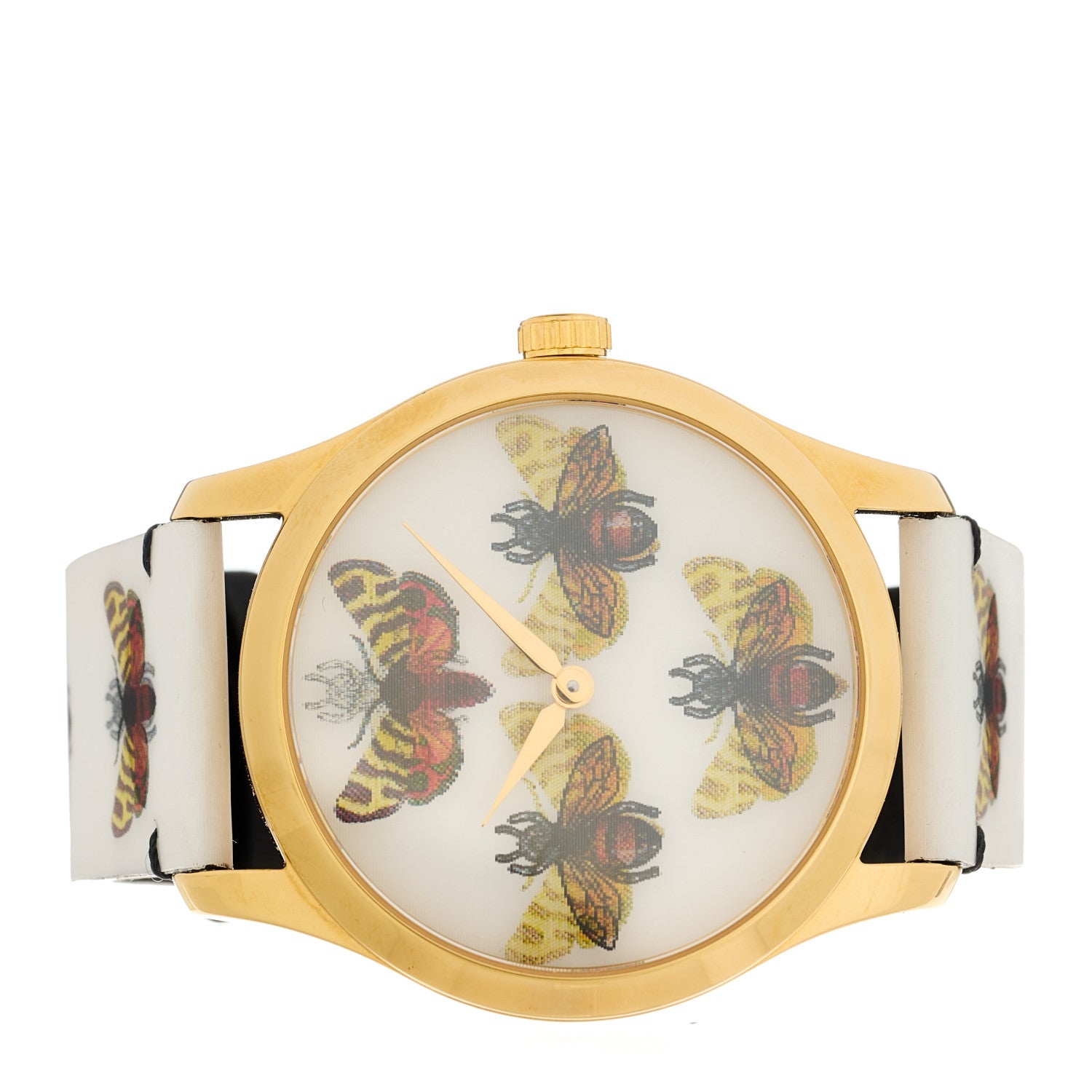 Gucci Stainless Steel Calfskin 38mm G-Timeless Bee Butterfly Hologram Quartz Watch 2 of 5