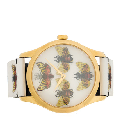 Gucci Stainless Steel Calfskin 38mm G-Timeless Bee Butterfly Hologram Quartz Watch 2 of 5
