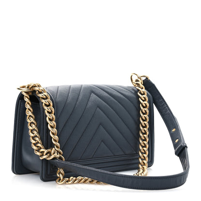 Chanel Caviar Chevron Quilted Medium Boy Flap Dark Grey 4 of 13