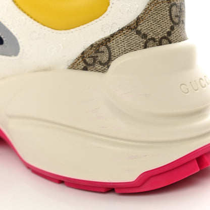 Gucci GG Supreme Monogram Mix Monogram Mens Rhyton Sneakers 5.5 London Blue Beige Sun Yellow 13 of 17