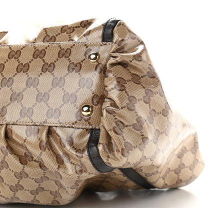 Gucci Crystal Monogram Large D Gold Hobo Dark Brown 11 of 15
