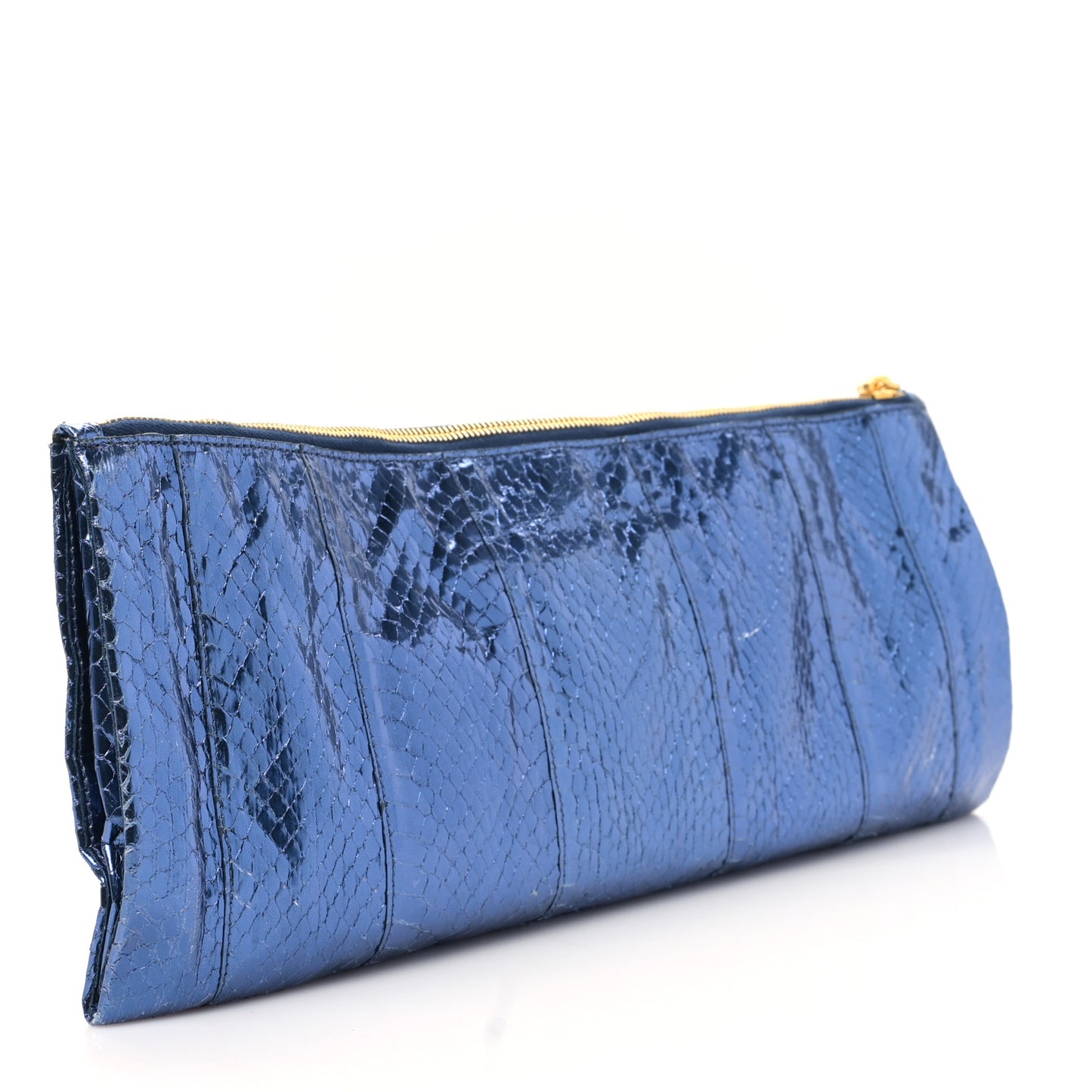 Metallic Snakeskin Jeweled Clutch Denim