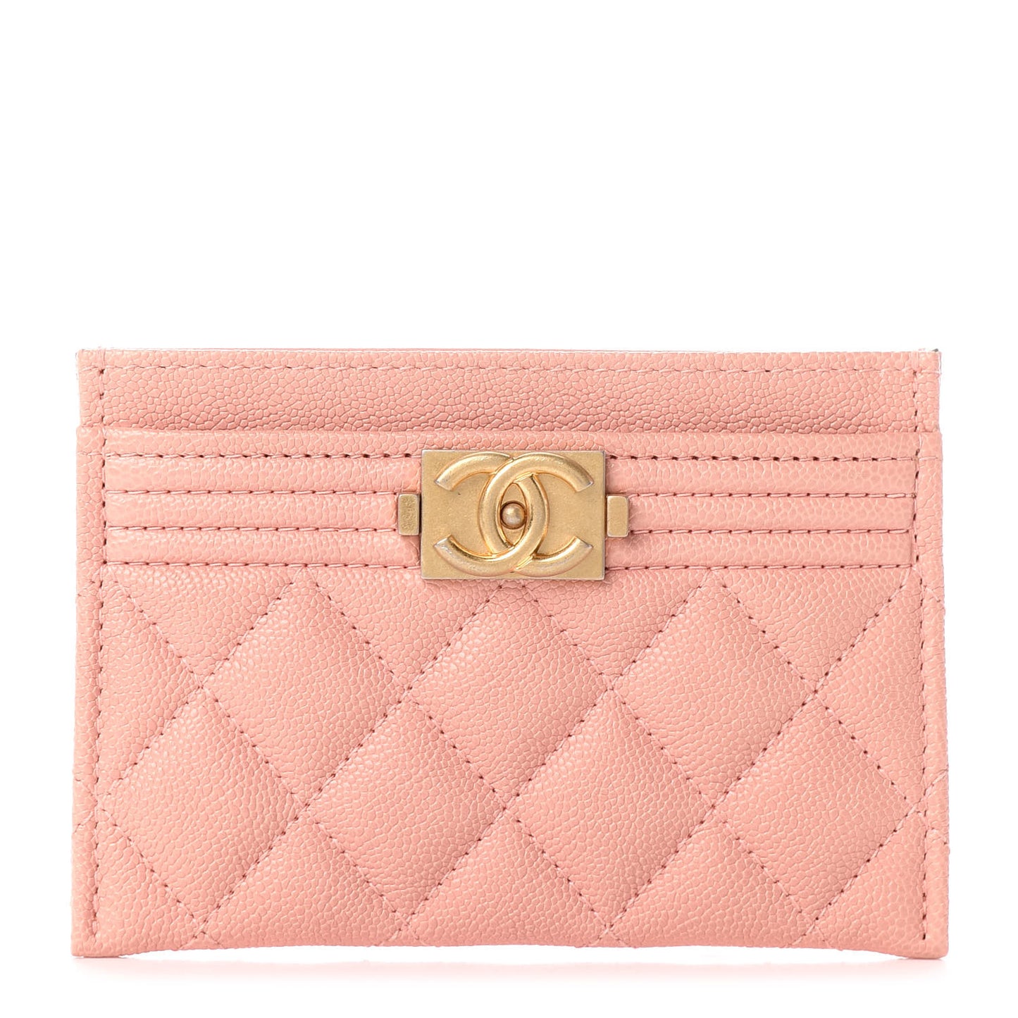 Caviar Quilted Boy Card Holder Light Pink