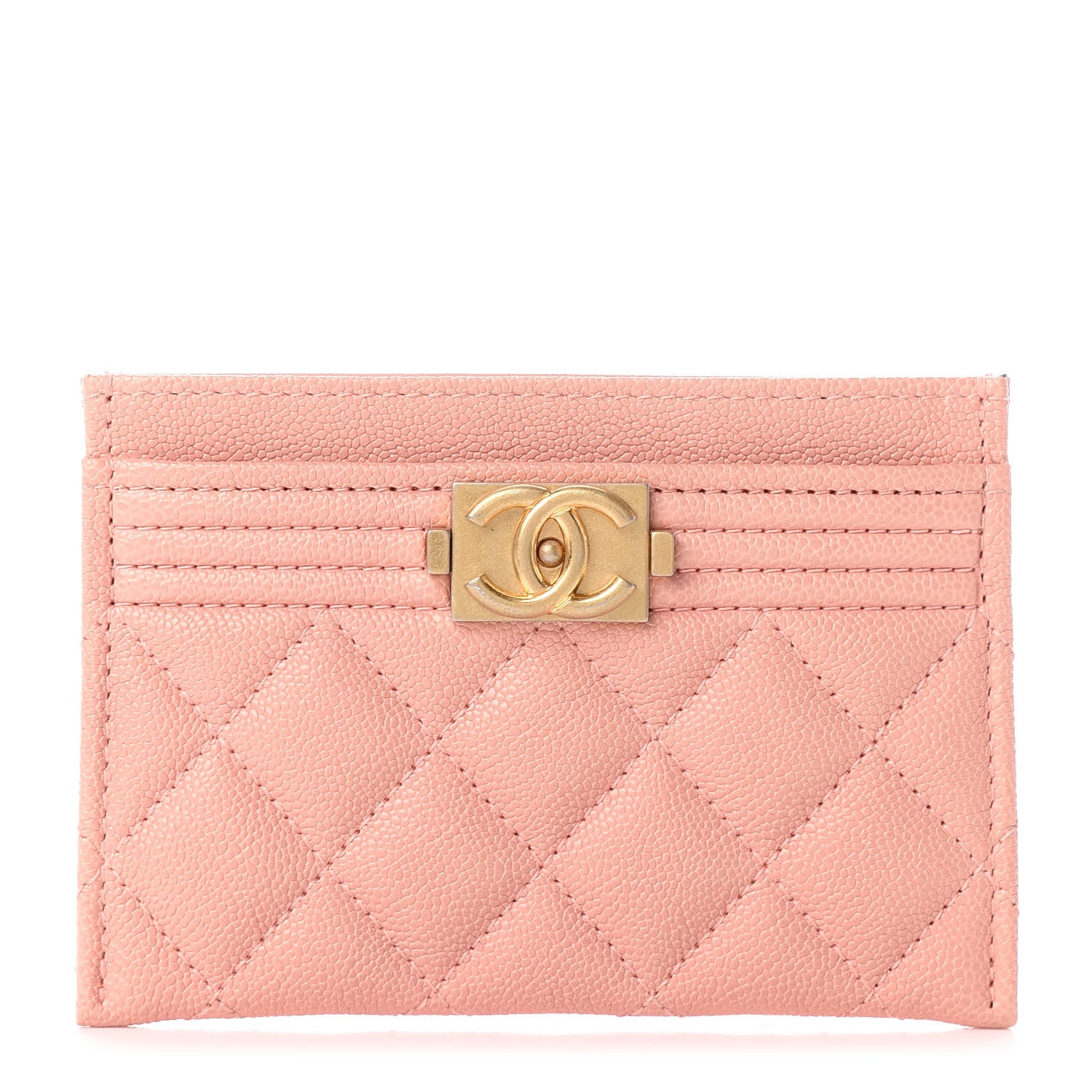 Chanel Caviar Quilted Boy Card Holder Light Pink 1 of 9