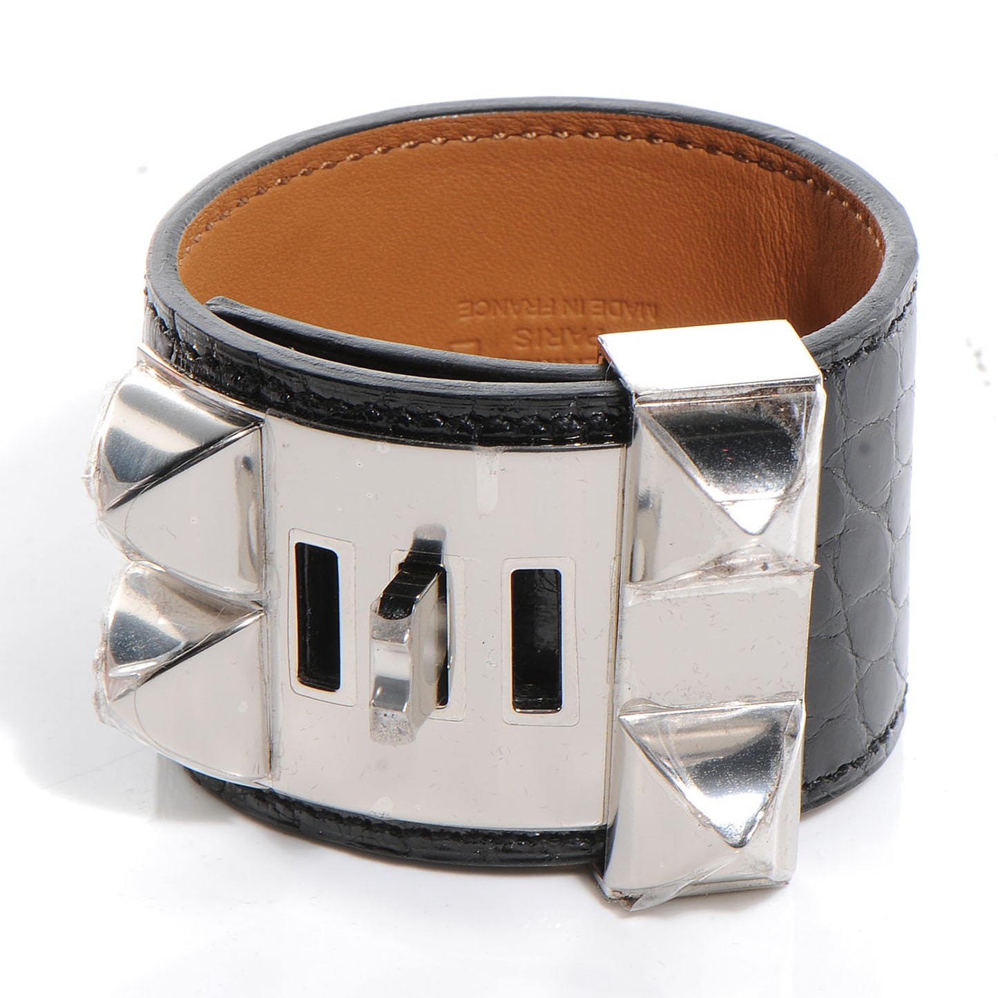 Shiny Alligator Collier De Chien CDC Bracelet Black Small