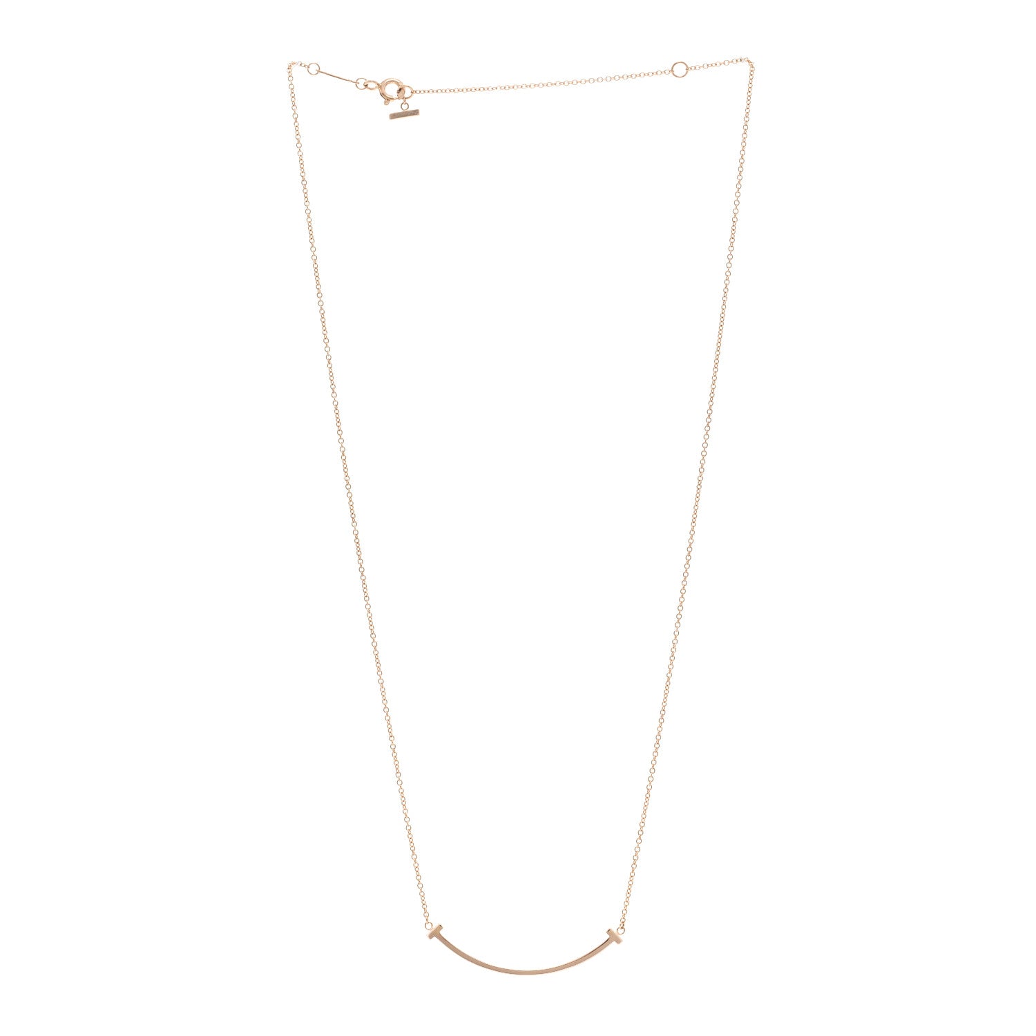 Tiffany 18K Rose Gold Small T Smile Pendant Necklace 3 of 5