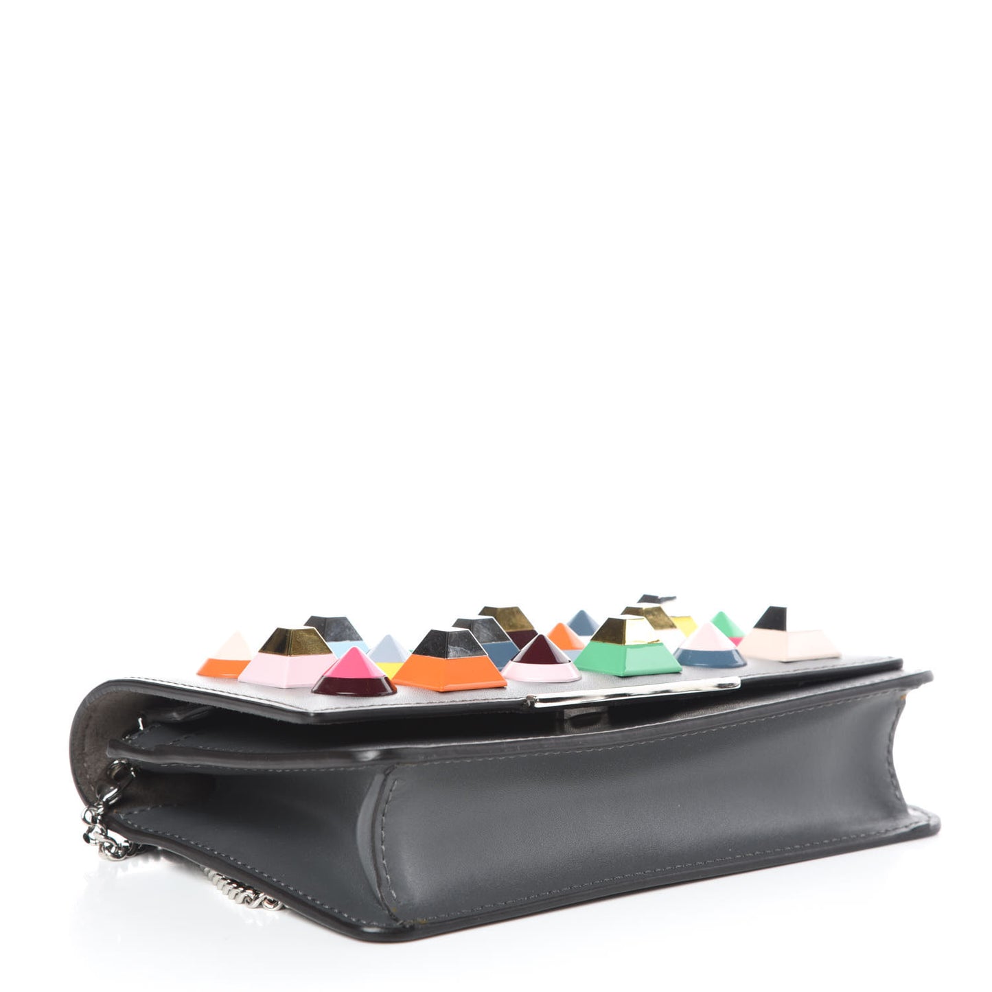 Vitello Liberty Studded Tube Wallet On Chain Asfalto Multicolor
